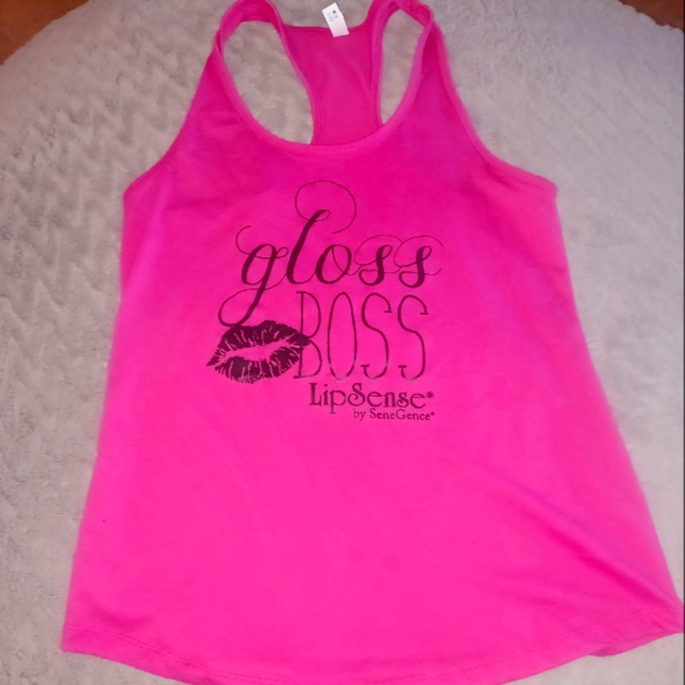 Bright pink "gloss boss" tank